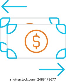 Icono de flujo de efectivo - Seguimiento del movimiento de dinero dentro y fuera de un negocio