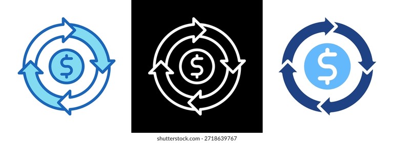 Cash Flow Icon triplestyle Vector Illustration