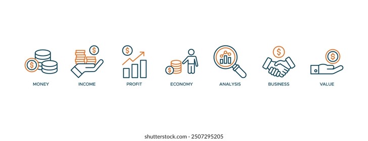 Cash flow icon vector illustration banner web concept for business with icon of money, income, profit, economy, analysis, business, and value
