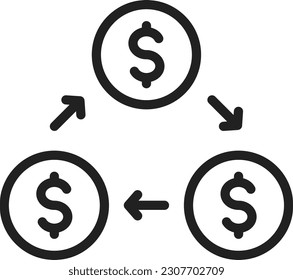 Imagen vectorial de icono Flujo de efectivo. Adecuado para aplicaciones web móviles y medios de impresión.