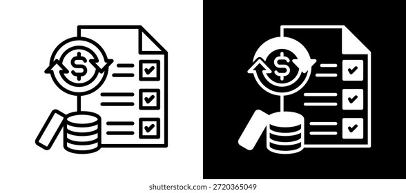 Cash Flow Icon Ilustración vectorial negro blanco