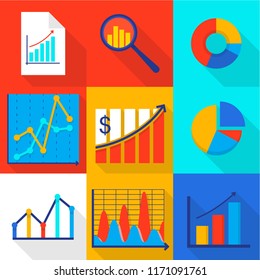 Cash flow icons set. Flat set of 9 cash flow vector icons for web isolated on white background