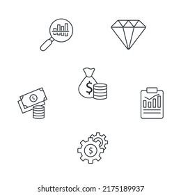 iconos de flujo de efectivo configurados . símbolo de paquete de flujo de efectivo elementos vectores para web infográfica