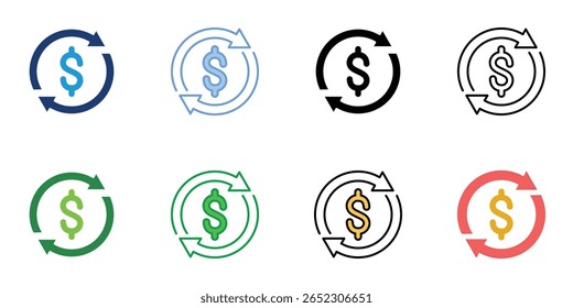 Cashflow-Symbole Set Vector Multiple Style Collection