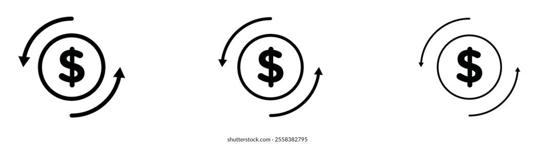 Cash flow icons in tree different stroke sizes