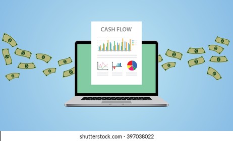 Cash Flow Illustration With Laptop Money And Graph Chart