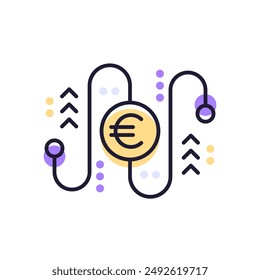 cash flow line icon with euro