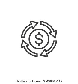 Cash Flow line icon. linear style sign for mobile concept and web design. Money flow outline vector icon. Symbol, logo illustration. Vector graphics