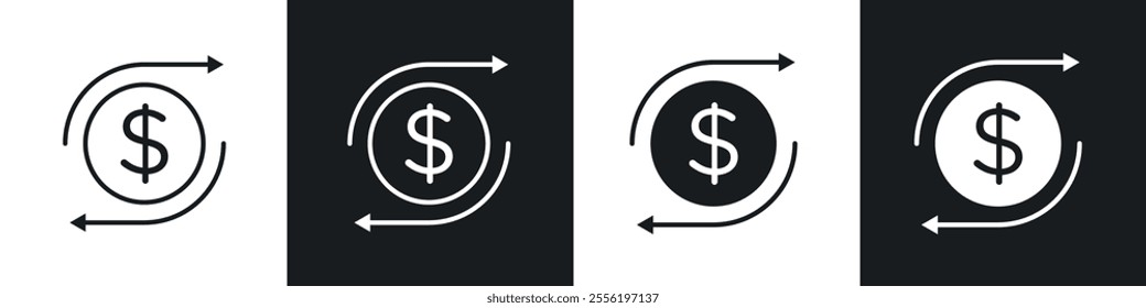 Cash flow linear icon set for app, and web design.