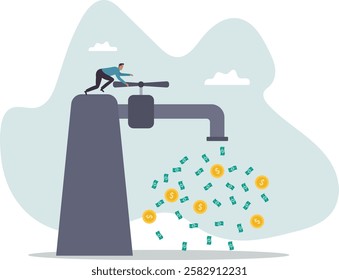 Cash flow, making profit from business or earning from stock investment.business concept.flat character.