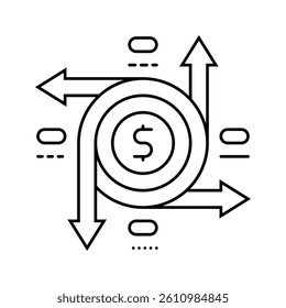 cash flow management business process line icon vector. cash flow management business process sign. isolated contour symbol black illustration