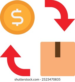 Cash Flow Money Icon Vector Flat Illustration