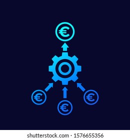 cash flow optimization icon with euro, vector