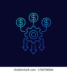 optimización del flujo de efectivo, icono de línea de gestión de dinero
