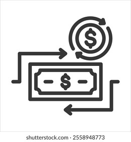 Cash Flow Outline Icon Vector Illustration