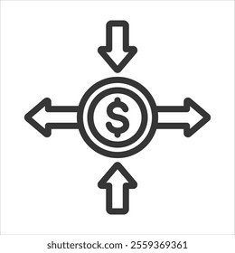 Cash Flow Outline Icon Vector Illustration