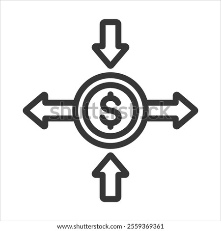 Cash Flow Outline Icon Vector Illustration