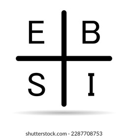 Sombra de icono del cuadrante de flujo de efectivo, análisis de ilustración vectorial del gestor del plan de negocios.