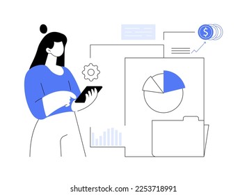 Ilustración de vector de concepto abstracto de estado de flujo de efectivo. Gestión de flujos de efectivo, plan financiero, obligaciones de deuda de empresas, gastos de funcionamiento, balance, metáfora abstracta de informes financieros.