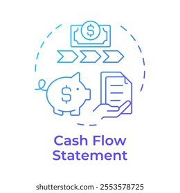 Cash flow statement blue gradient concept icon. Accounting documentation, financial. Round shape line illustration. Abstract idea. Graphic design. Easy to use in infographic, presentation