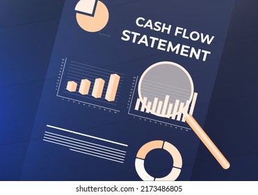 Cash flow statement - financial business concept illustration with financial report document, charts and graph. Modern flat design vector concept