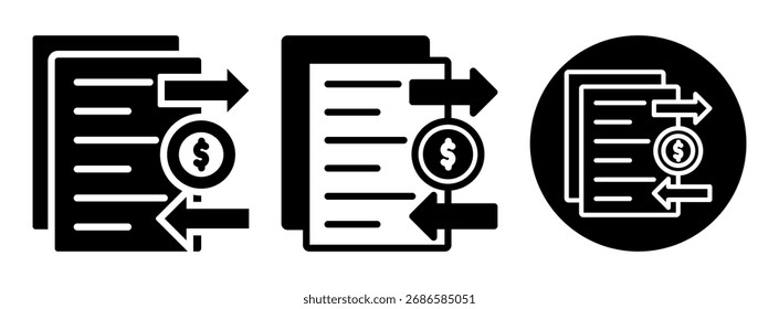 Cash Flow Statement Icon Collection Glyph and Mixed Vector Illustration
