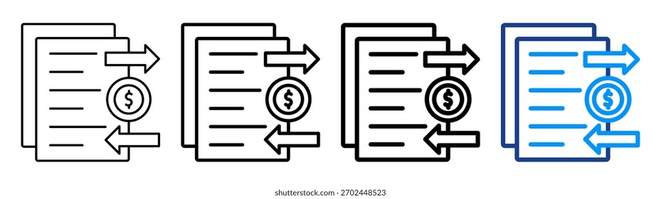 Conjunto de Colecciones de contorno diferente de icono de extracto de flujo de efectivo