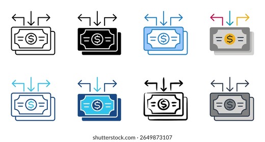 Cash flow statement icon set multiple style collection 
