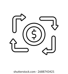 Cash Flow thinline icon , vector, pixel perfect, illustrator file 