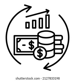 Cashflow-Vektorsymbol. Kann für Druck-, Mobil- und Web-Anwendungen verwendet werden.