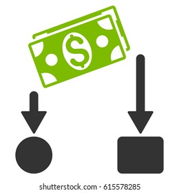 Cash Flow vector icon. Flat bicolor eco green and gray symbol. Pictogram is isolated on a white background. Designed for web and software interfaces.