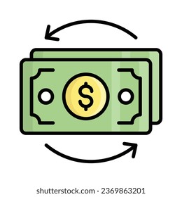 Cash flow vector icon isolated on white background