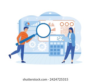 Cash Flow Vector Illustration Concept. Business people with online cash flow report. flat vector modern illustration 