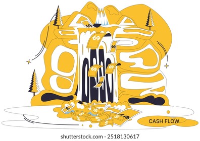 Ilustración vectorial del flujo de efectivo. Ganar es la melodía cantada por aquellos que navegan por la sinfonía financiera Invertir es el arte que da forma a los paisajes económicos con flujo de efectivo El desarrollo económico se desarrolla como un tapiz