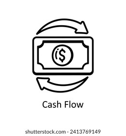 Cashflow-Vektorgrafik-Doodle-Design-Illustration. Symbol auf weißem Hintergrund EPS10-Datei