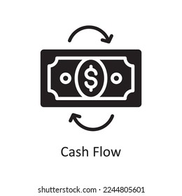 Cash Flow Vector Solid Icon Design illustration. Business And Data Management Symbol on White background EPS 10 File