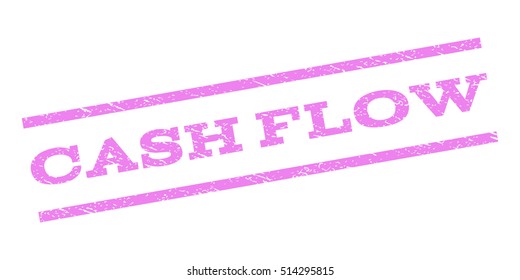 Cash Flow watermark stamp. Text tag between parallel lines with grunge design style. Rubber seal stamp with dirty texture. Vector violet color ink imprint on a white background.