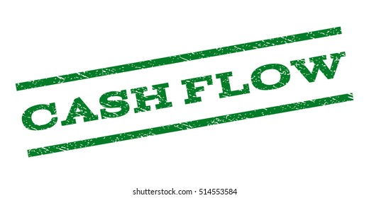 Cash Flow watermark stamp. Text tag between parallel lines with grunge design style. Rubber seal stamp with scratched texture. Vector green color ink imprint on a white background.