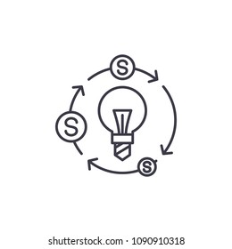 Cash flows linear icon concept. Cash flows line vector sign, symbol, illustration.