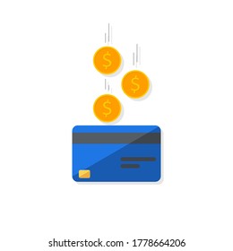 Cash Get A Bank Card Blue - Shadow Icon Vector Isolated. Cashback Service And Online Money Refund. Concept Of Transfer Money, E-commerce, Saving Account.