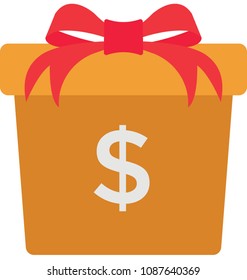 
Cash gift box, flat icon money gift box
