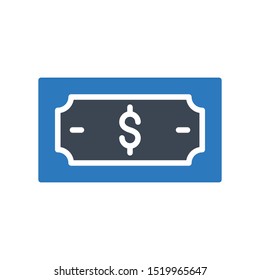 cash glyph colour line vector icon