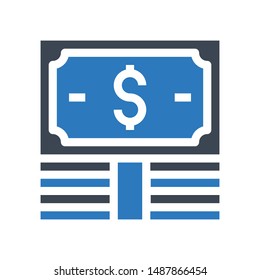 cash glyph colour vector icon
