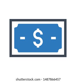 cash glyph colour vector icon