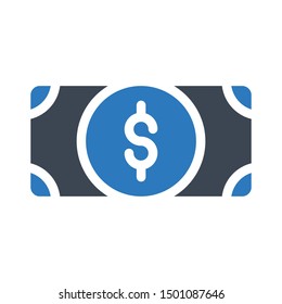 cash glyph colour vector icon