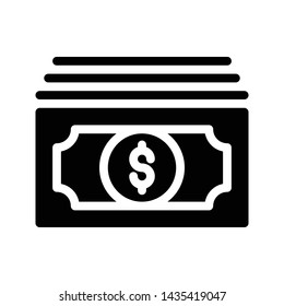 cash glyph flat vector icon