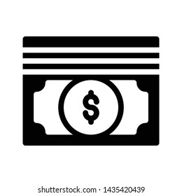 cash glyph flat vector icon