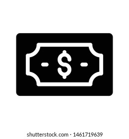 cash glyph flat vector icon