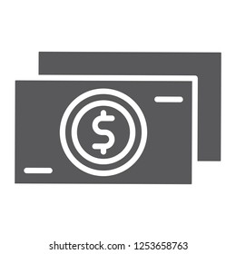 Cash glyph icon, currency and finance, money sign, vector graphics, a solid pattern on a white background, eps 10.