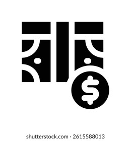 cash glyph icon. Strong and solid vector icon for websites, mobile interfaces, presentations, and visual branding. High quality and easy to edit.